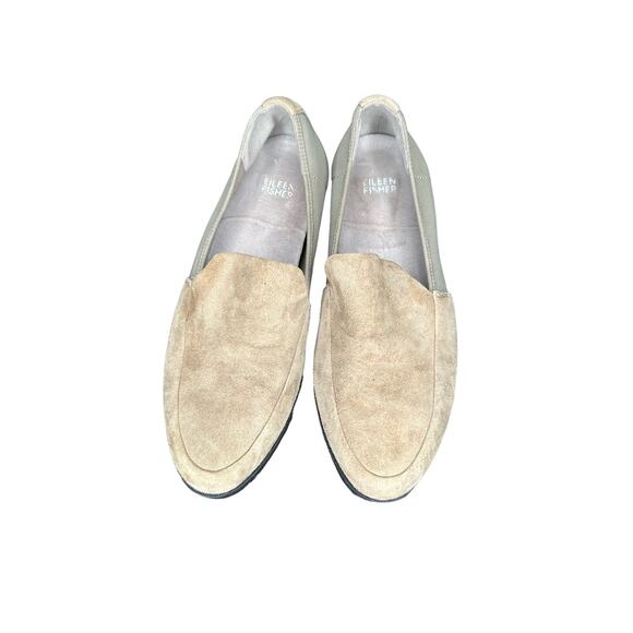 Eileen Fisher Tan Dell Mesh Suede Platform Loafers Size 8 1/2 Work Office - Picture 2 of 10